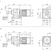 RC147 RCF147 RC147P減速機電機型號及尺寸圖